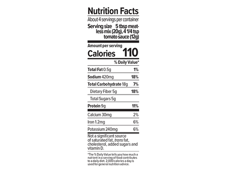 Bolognese plant based meat substitute supplemental facts