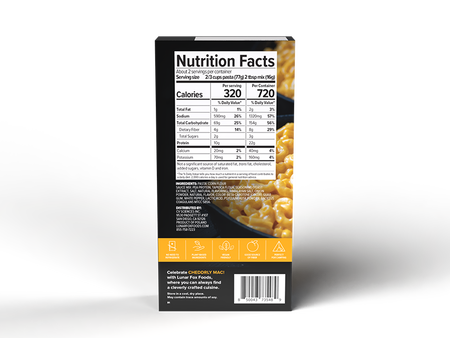 Plant-based cheese substitute mac and cheese box back view