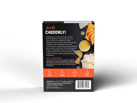 Cheddarly plant based cheese substitute box back view